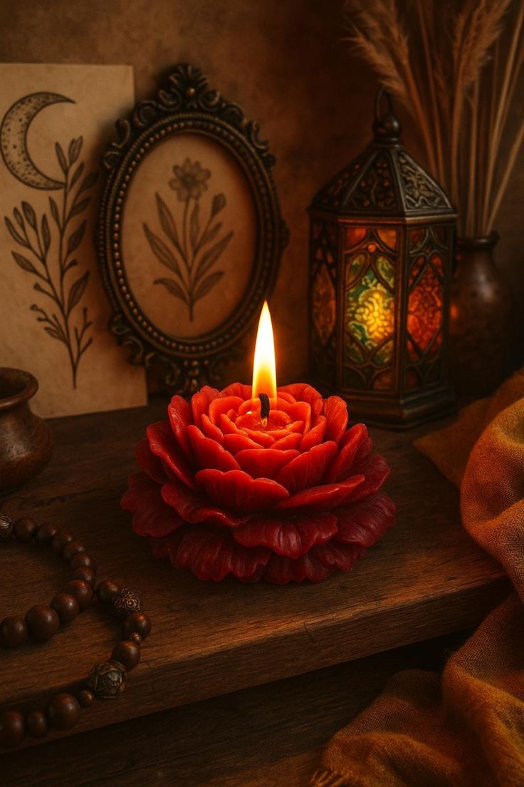 Handmade Red Rose Soy Candle _ Peony Scent _ Gift for Her, Anniversary _ Wedding Centerpiece _ Romantic Handmade Decor